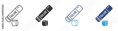 Glue stick icon set in outline and flat style , vector illustration. 
