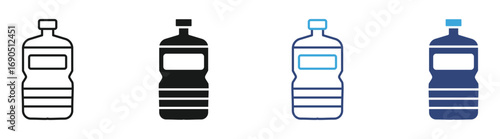 Water dispenser bottle icon set in outline and flat style , vector illustration. 