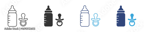 Baby bottle and pacifier icon set, vector illustration .
