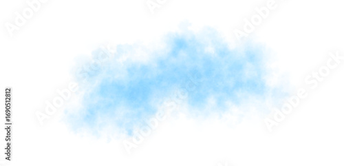 Abstract soft light blue smoke cloud on transparent background, ideal for experimental mockup templates or striking visual effects. Use in posters, digital scenes, or layered background
