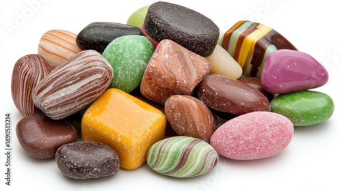 Colorful Candy Assortment A Close Up View of Various Shapes and Textures, Generative AI