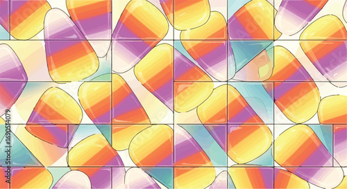 Colorful candy corn pattern, perfect for Halloween and festive celebrations