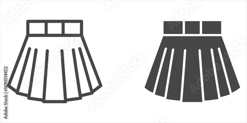 Pleated Skirt Icon In Outline And Solid Fill On White Background Keywords: skirt, fashion, clothing