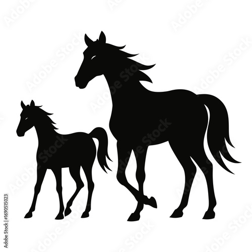 silhouette of horses on white background