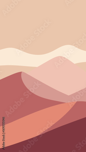 Soft minimalist desert landscape vector illustration for scalable design projects