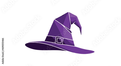 Whimsical purple witch hat with a pointed crown and buckle, perfect for Halloween magic.