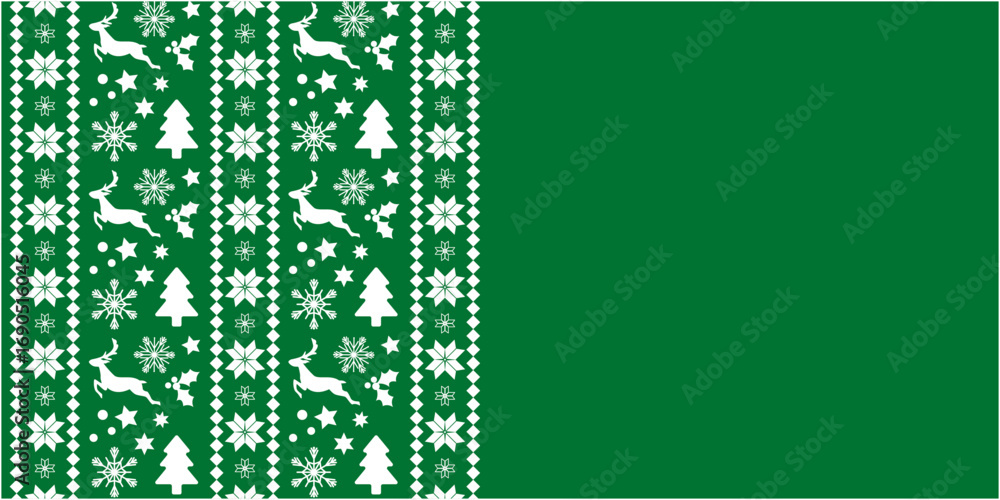 Christmas decoration on green background. Merry Christmas decoration banner. Vector illustration.