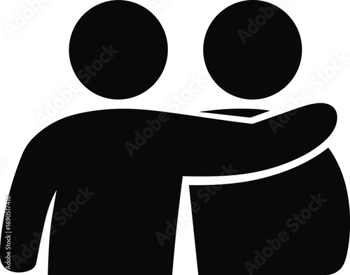 Two People Silhouettes Hugging on White Background untitled