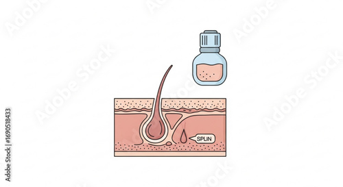 Hair follicle illustration with splin treatment for healthy hair growth and scalp care and beauty product