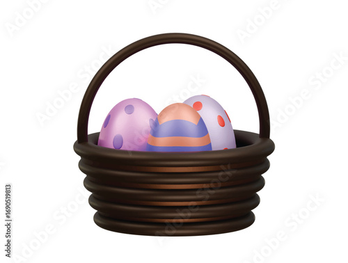 easter egg basket icon 3d illustration render