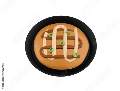 okonomiyaki icon 3d illustration render