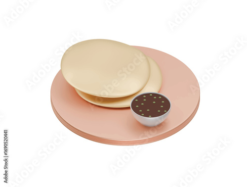 Canai bread icon 3d illustration render