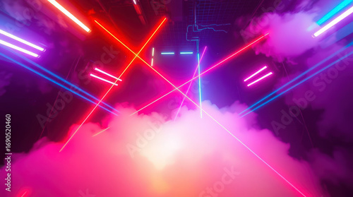 Neon Light Show with Fog