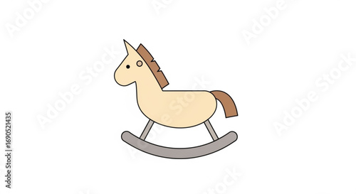 Rocking horse vector illustration for kids room decor and nursery art print design, toy horse clip art image