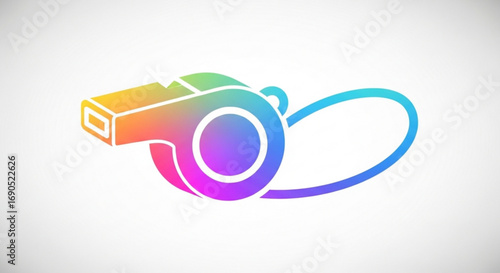 Download high quality rainbow referee whistle vector graphic for sports and safety needs online now