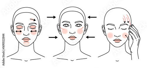 Face Massage Techniques Line Art