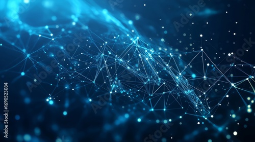 Panoramic abstract dot and triangle connection background., The world is connect and smaller concept, Digital futuristic Earth minimalism background