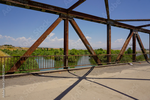 Genc bridge on Bingol road built on Murat river in Turkey