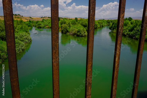 Genc bridge on Bingol road built on Murat river in Turkey