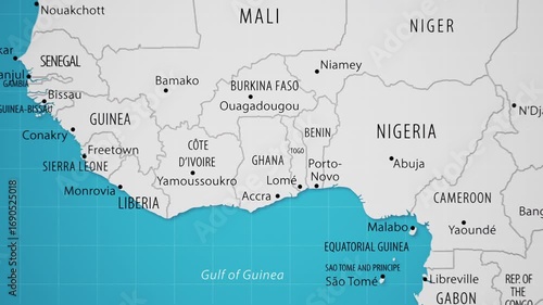 Ghana on the World Map with Animated National Flag