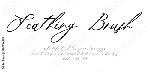 Scathing Brush Signature Typeface. Handwritten Script Editable Text Effect Template. vector illustration 
