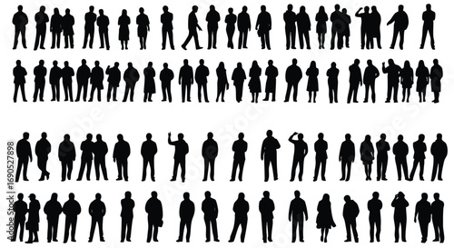 Diverse group silhouettes, ideal for conveying crowds, teamwork, and social gatherings in your next design project