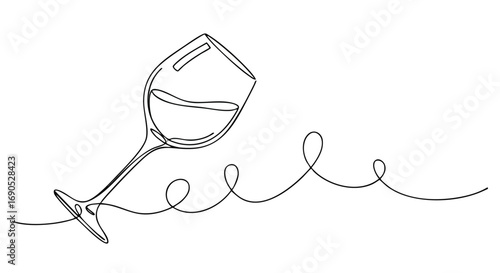 Elegant single line art illustration of wine glass for sophisticated designs and artistic projects