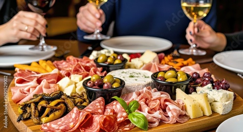 Bountiful Antipasto Spread with Cured Meats and Cheeses, Lifestyle Photo