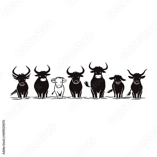 cattle. cattle simple black and white line art vector logo