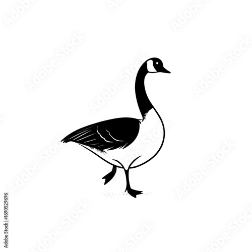 goose. goose simple black and white line art vector logo