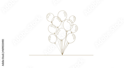 Elegant golden balloons outline design, perfect for party invitations or celebratory announcements today