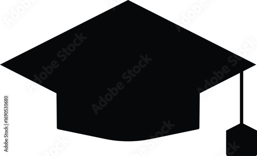 Graduation hat icon. Square academic cap, Simple graduate cap silhouette icon. illustration
