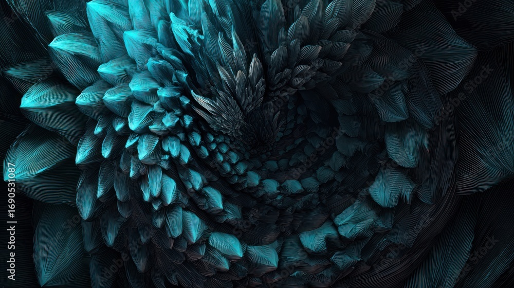 Obraz premium Abstract twisted blue floral design