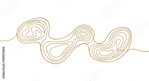 Elegant golden topographic contour lines flow seamlessly across a crisp white surface creating a modern luxe feel