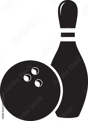 Bowling Pin icon, bowling ball and pin silhouette icon, bowling silhouette icon vector 