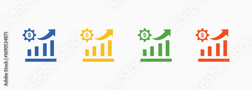Efficiency Gain Icon Set Color Multiple Style Collection