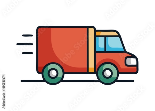 Wallpaper Mural Fast shipping delivery truck flat icon for apps and websites	colorful isolated background Torontodigital.ca