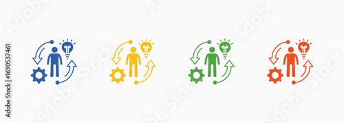 Reskilling Icon Set Color Multiple Style Collection