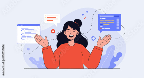Empowered Female Software Engineer Celebrates Project Triumph with Genuine Joy and Relief