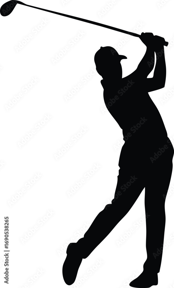 Obraz premium Golfer swinging club silhouette vector