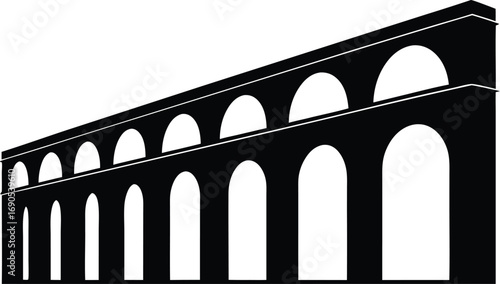 roman aqueduct silhouette vector.