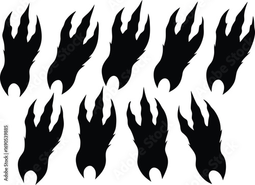 set of Animal claw scratches silhouette vector
