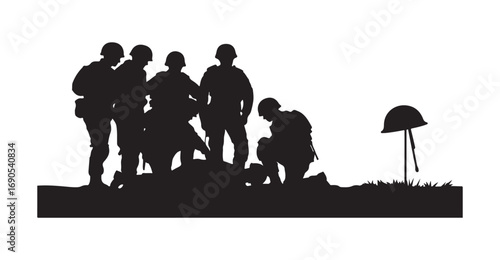 Sad soldiers troop silhouette vector