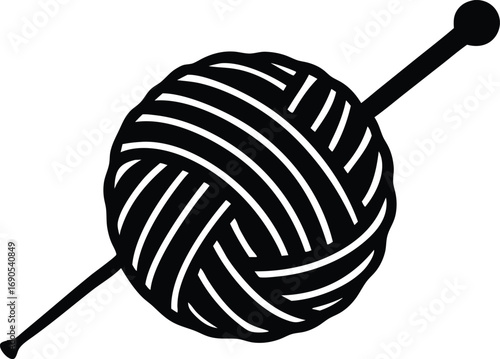  Silhouette of ball of yarn and knitting needles