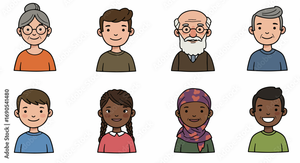 Fototapeta premium Diverse group of people faces with various ages and ethnicities