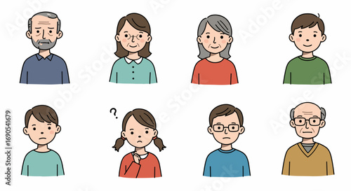 Diverse group of people faces and expressions