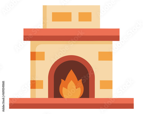 Winter Fireplace with Fire Vector illustration design