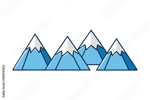 set of Snow Covered Mountain Flat Vector illustration design
