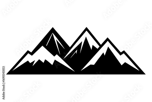 Snow Covered Mountain Flat silhouette Vector illustration design