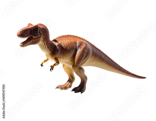 Brown Tyrannosaurus Rex toy, profile view